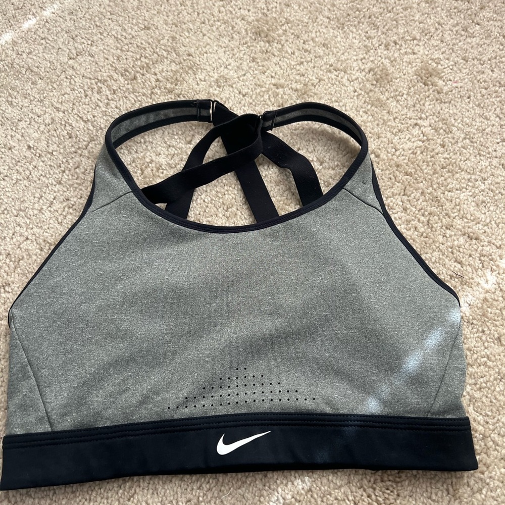 Nike Women's Black and Gray Sports Bra